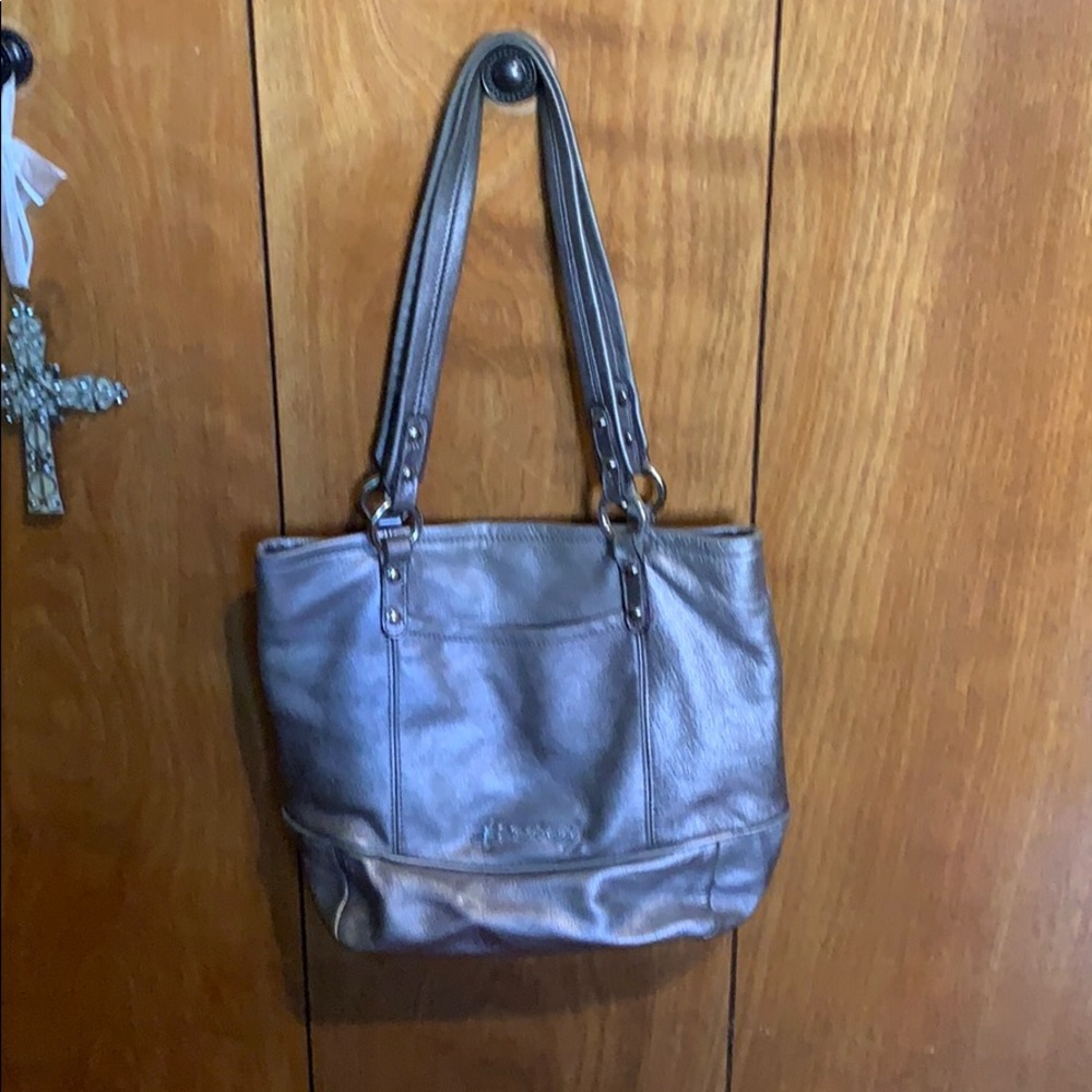 Leather pewter Makowsky tote